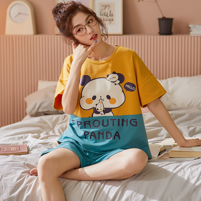 Title 15, Pajamas Women Summer Pure Cotton Thin Short-Sle...