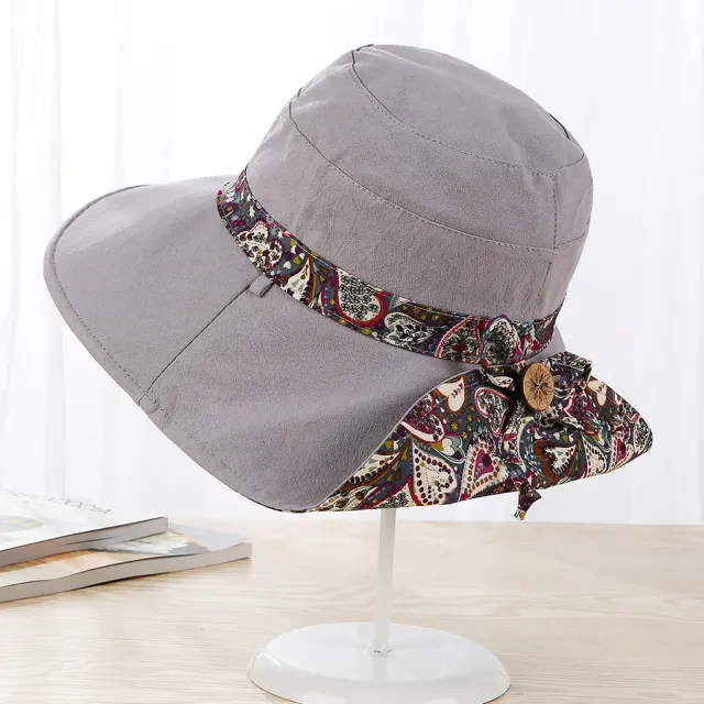 Sun Hat Anti Ultraviolet Travel Outdoor Sun Protection Big Edge Beach Hat Grey - Shop at LoveMi