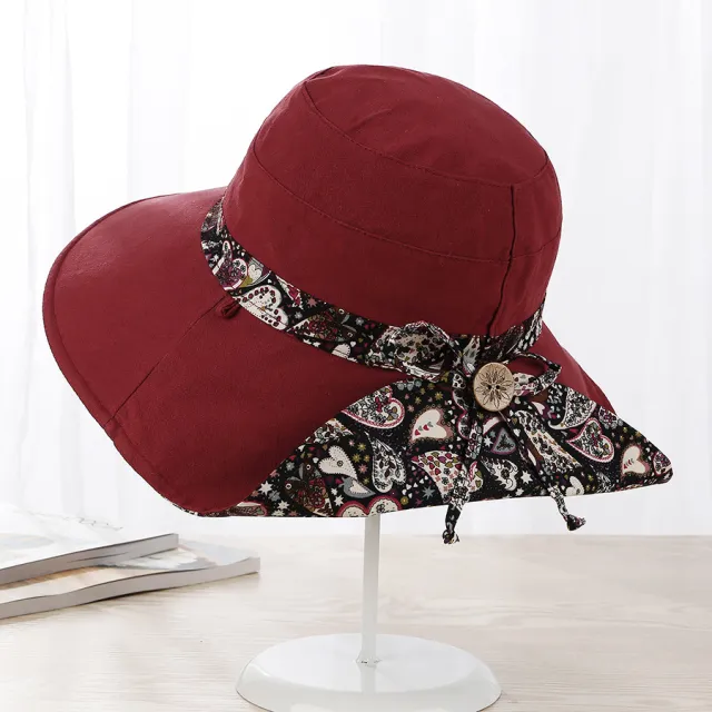Sun Hat Anti Ultraviolet Travel Outdoor Sun Protection Big Edge Beach Hat Wine Red - Shop at LoveMi