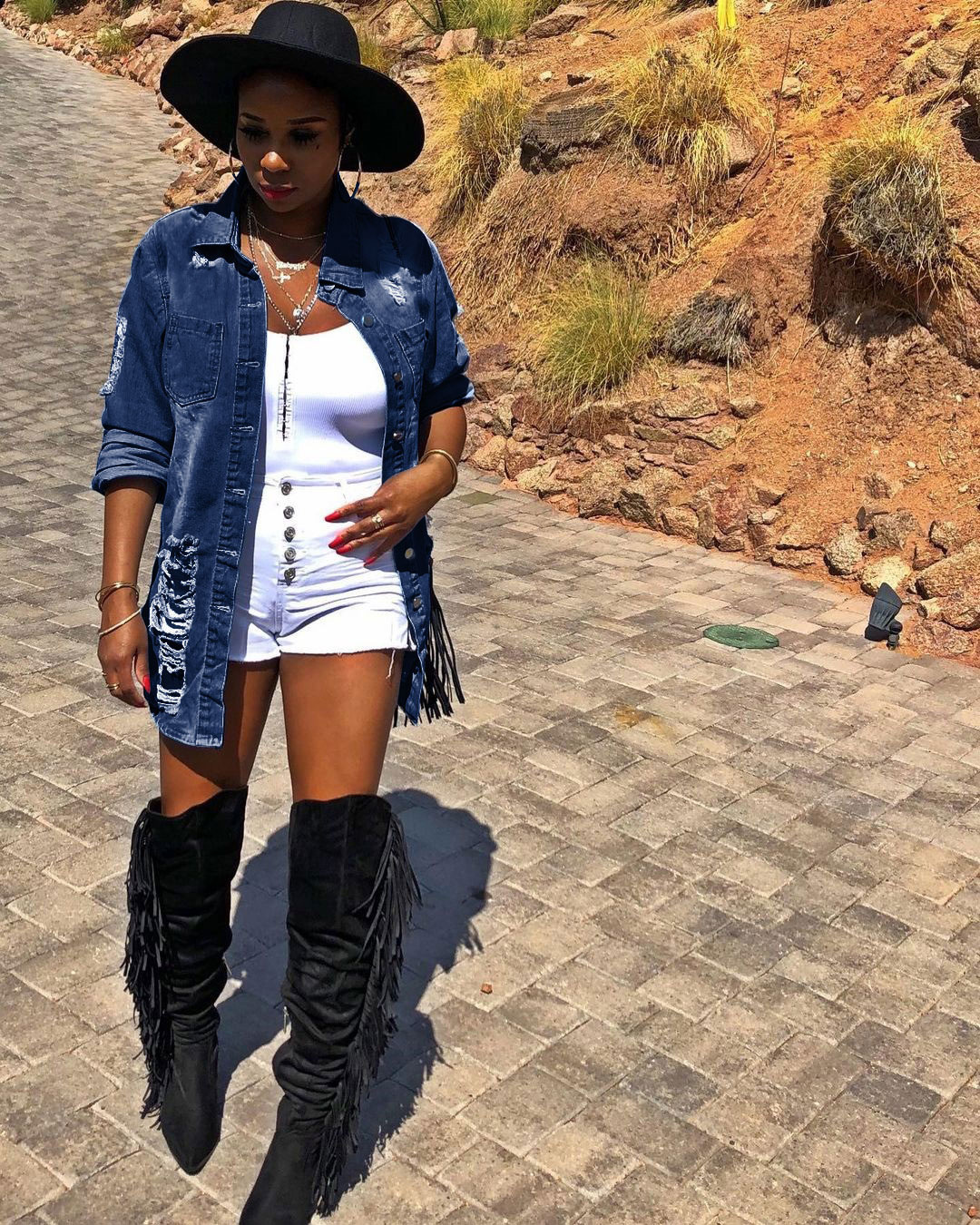 Fashion Ripped Casual Denim Jacket Women