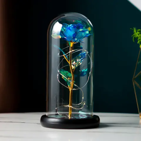 Preserved Flower Glass Cover Gold Foil Rose Mothers Day