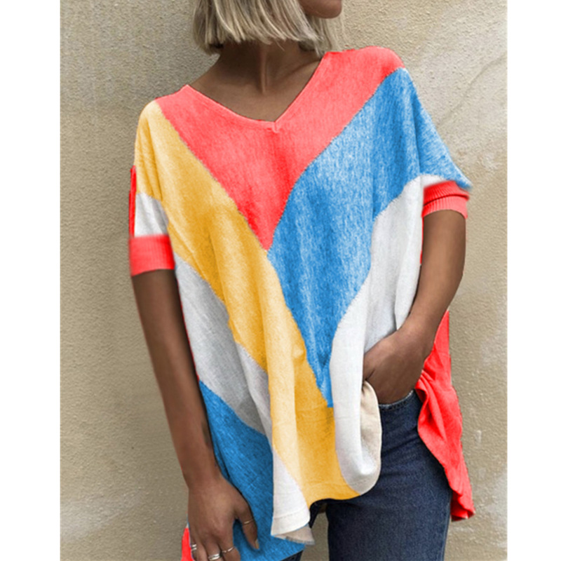 Title 5, V-Neck Colorblock Print T-Shirt