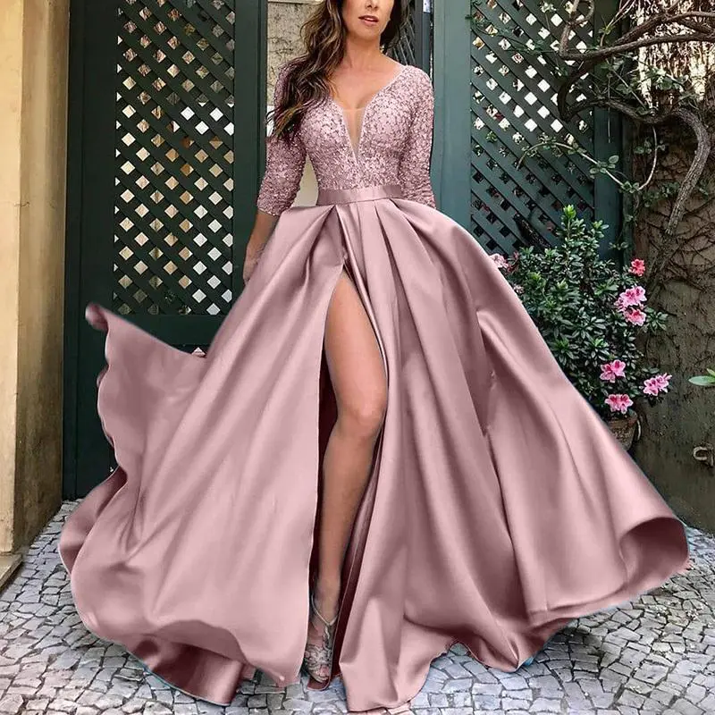 Sexy Long Dress With Hot Stamping - Pink