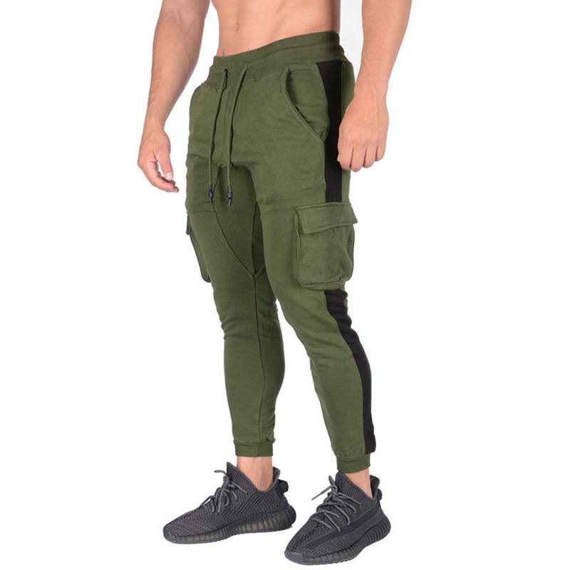Side Stitching Knee Pocket Design Drawstring Men's Versatile Trousers