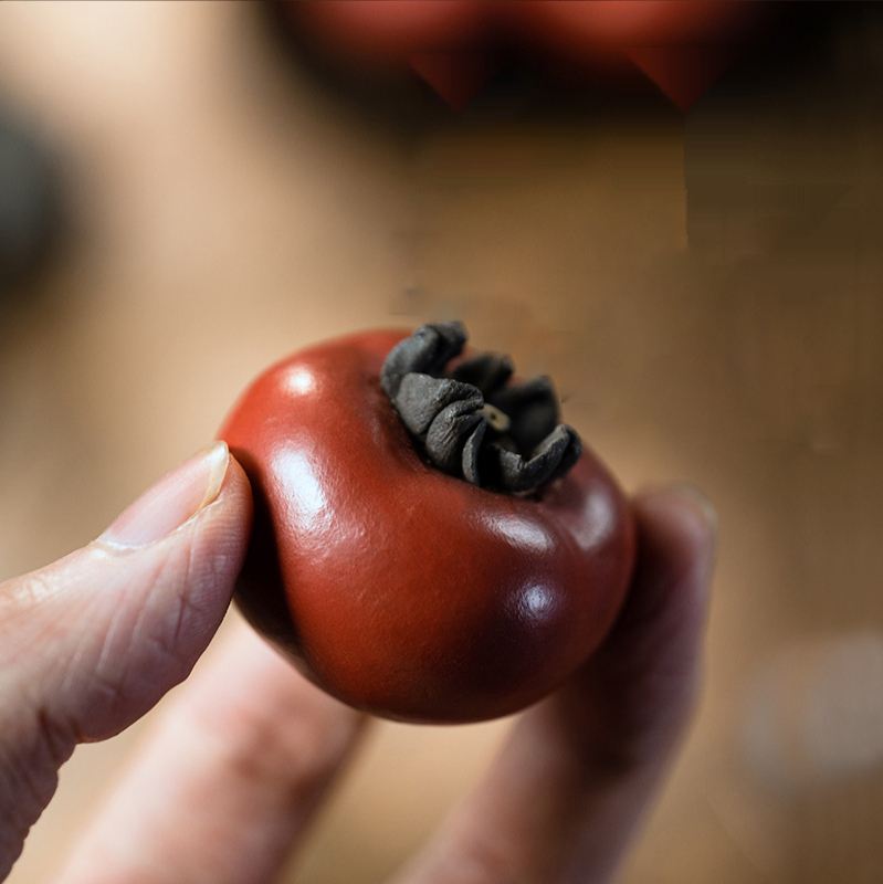 Persimmon Ornaments Simulation Fruit Tea Set Decoration Crafts