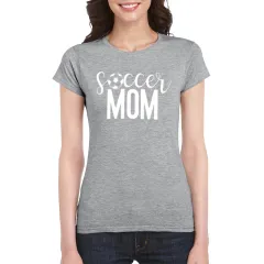 Soccer Mom T-shirt Women Soccer Football Print Game Day Sports Tshirt - Light Grey - View 1