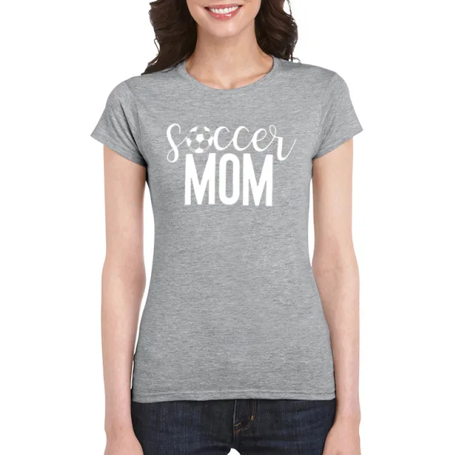 Soccer Mom T shirt Women Soccer Football Print Game Day Sports Tshirt Light Grey - Shop at LoveMi