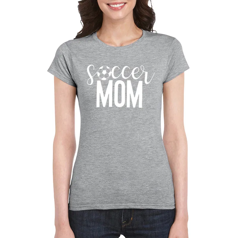 Soccer Mom T-shirt Women Soccer Football Print Game Day Sports Tshirt - Light Grey