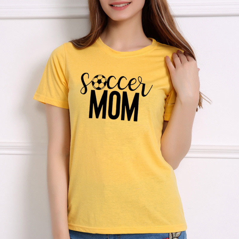 Soccer Mom T shirt Women Soccer Football Print Game Day Sports Tshirt Yellow - Shop at LoveMi