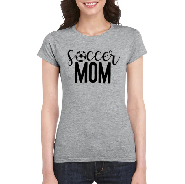 Soccer Mom T shirt Women Soccer Football Print Game Day Sports Tshirt Grey - Shop at LoveMi