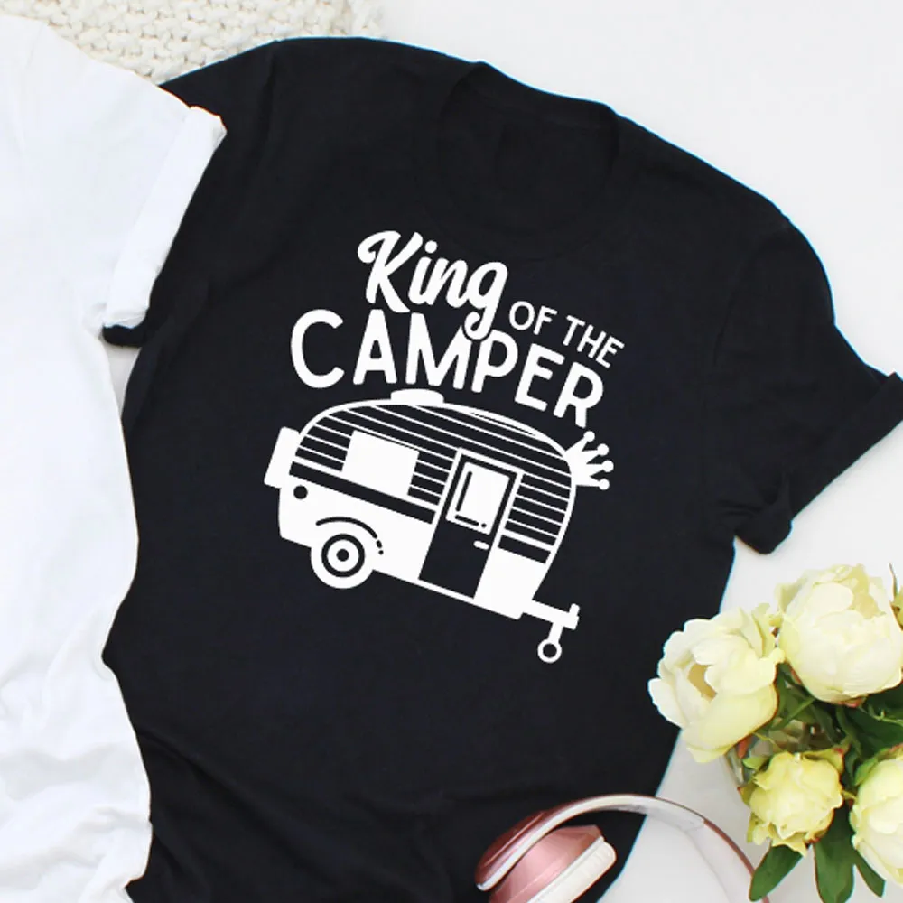 King Of The Camper And Queen Of The Camper T-Shirt Funny - Black
