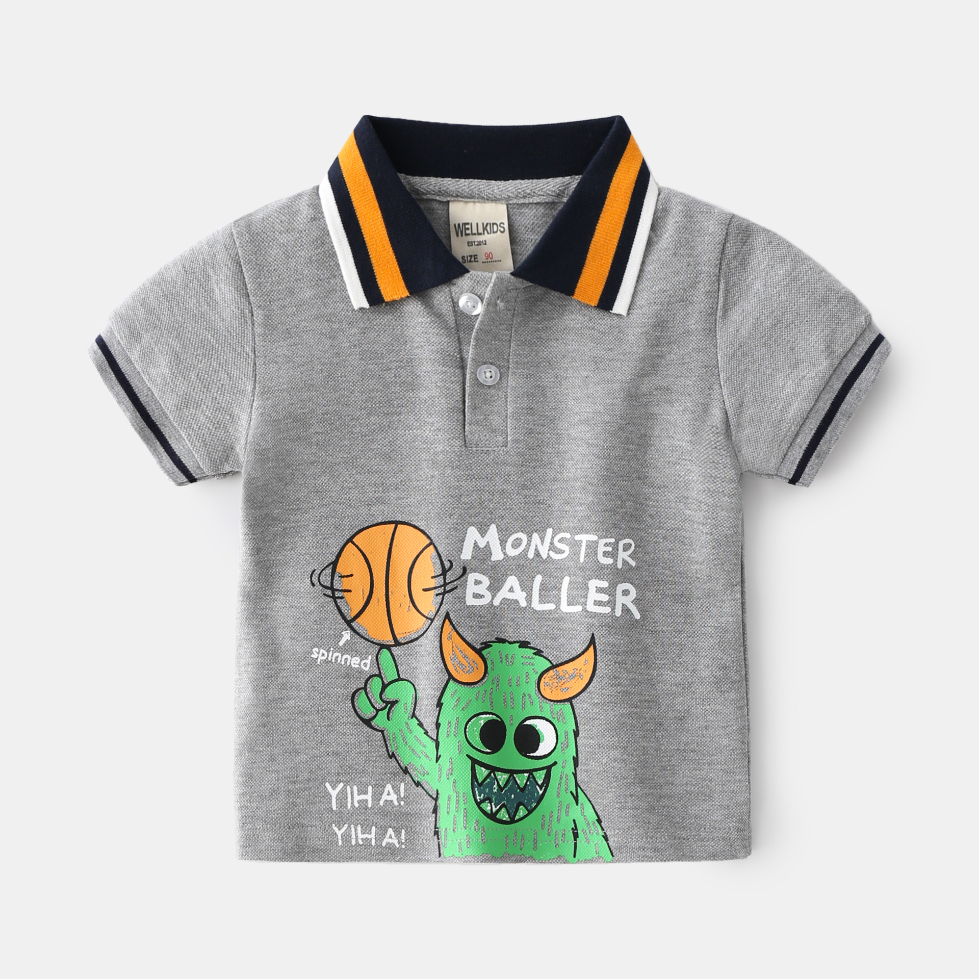 Title 4, Boys Cartoon Letter Print Short-sleeved Polo Sh...