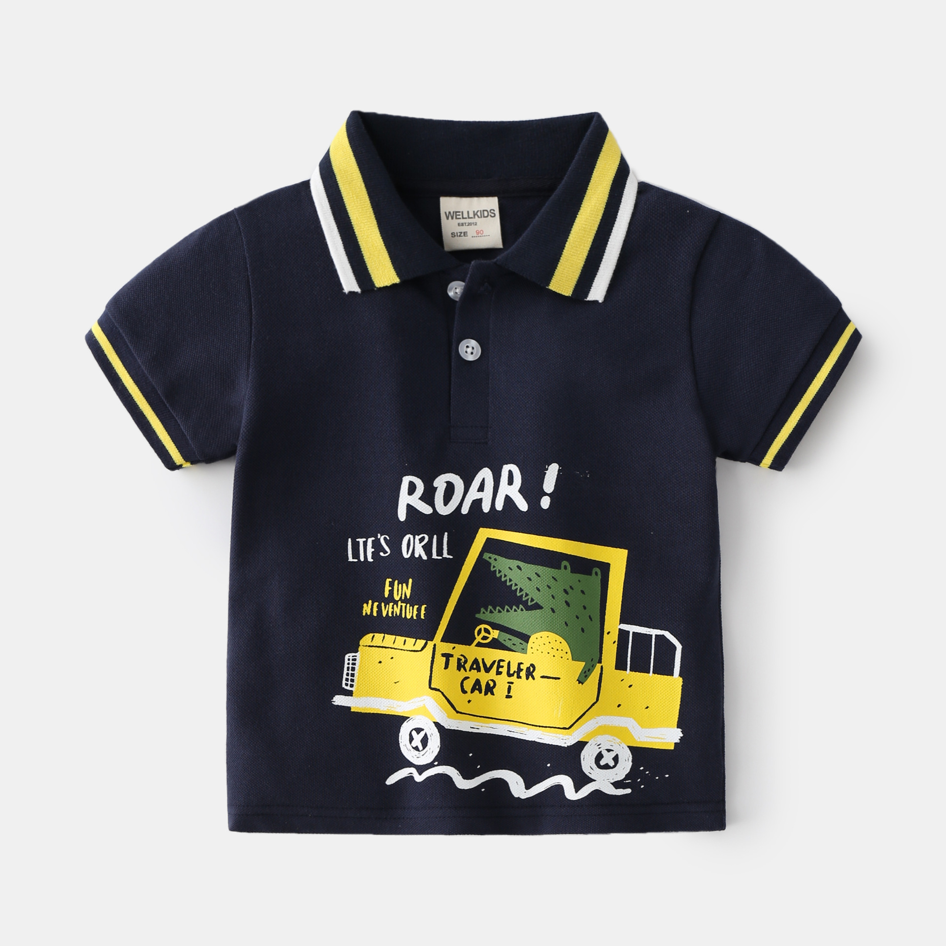 Title 6, Boys Cartoon Letter Print Short-sleeved Polo Sh...