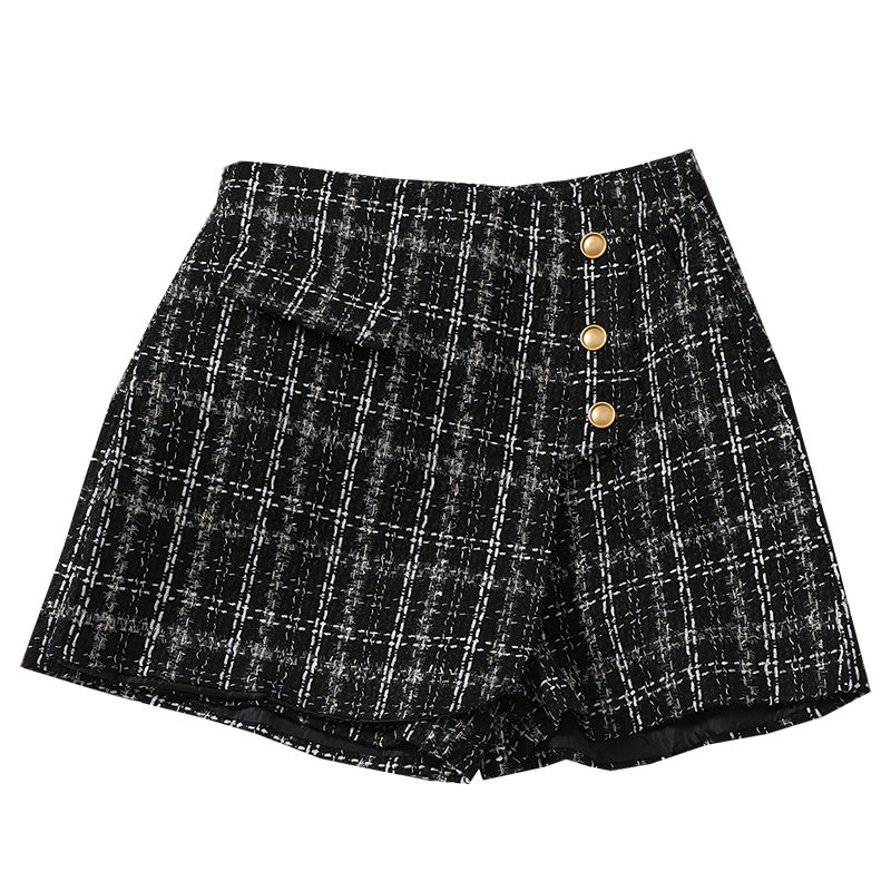 Irregular Checked Culottes With Buttons