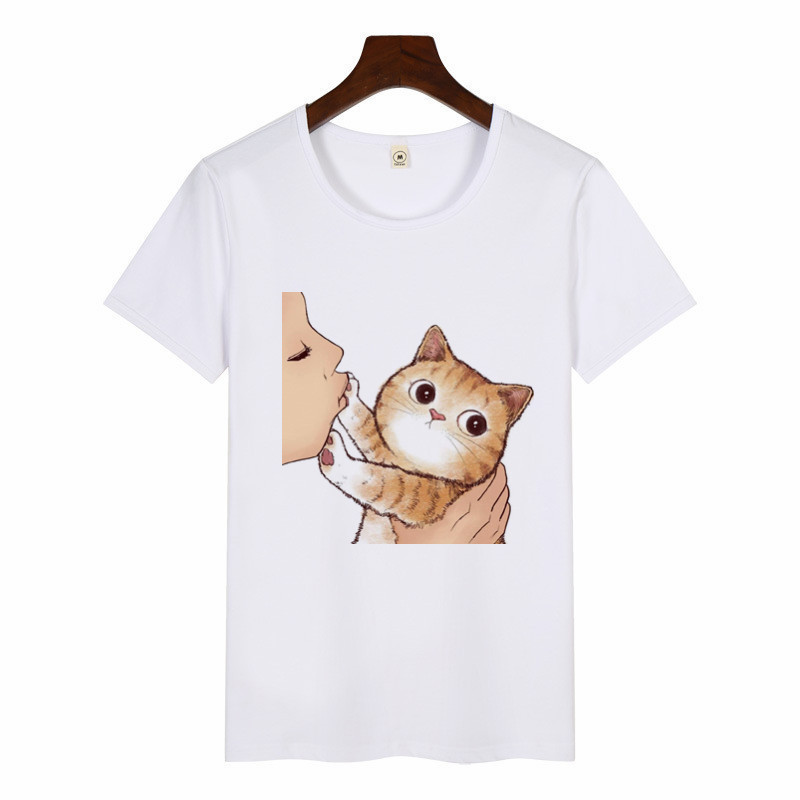 Title 6, Cute Cat Creative Expression Print Female T-shirt