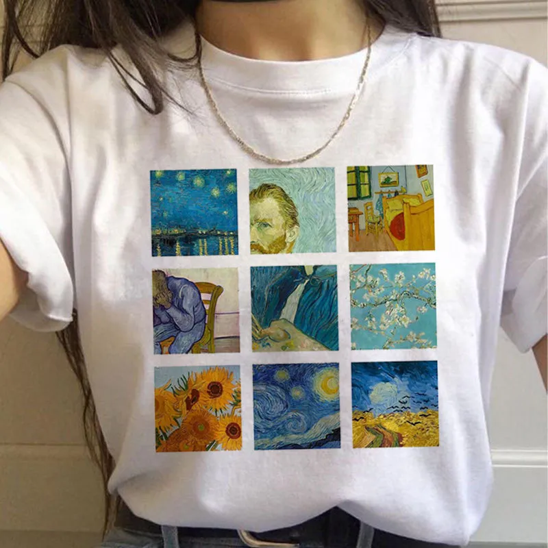 Van Gogh Aesthetic Oil Painting Women's Short Sleeve T-Shirt - 11