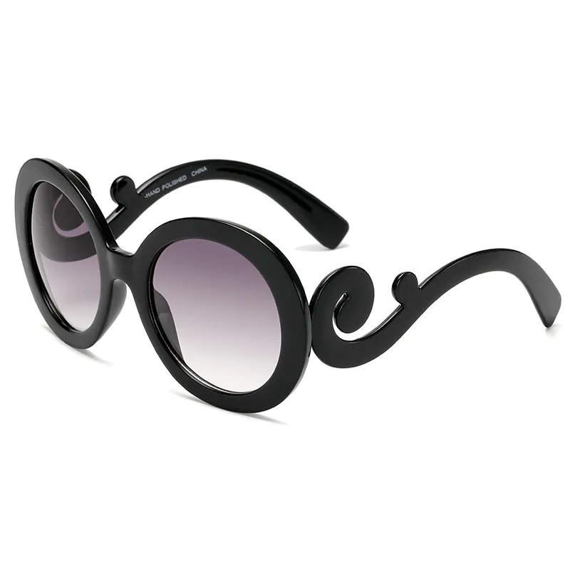 Retro Ladies Sunglasses European And American Trendy Fashion - Bright Black