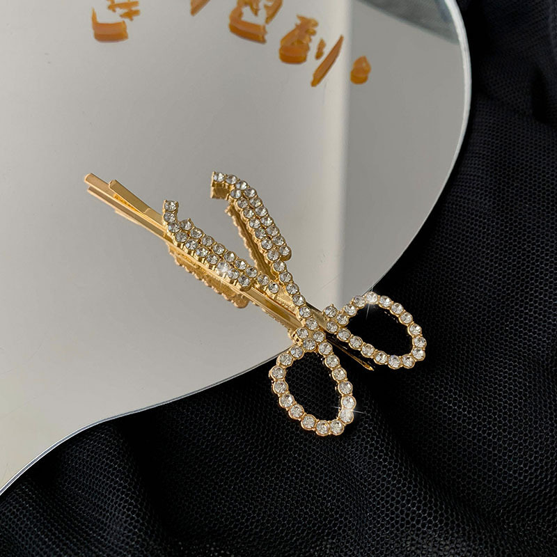 Fashion Creative Scissors Rhinestone Hairpin B - Shop at LoveMi