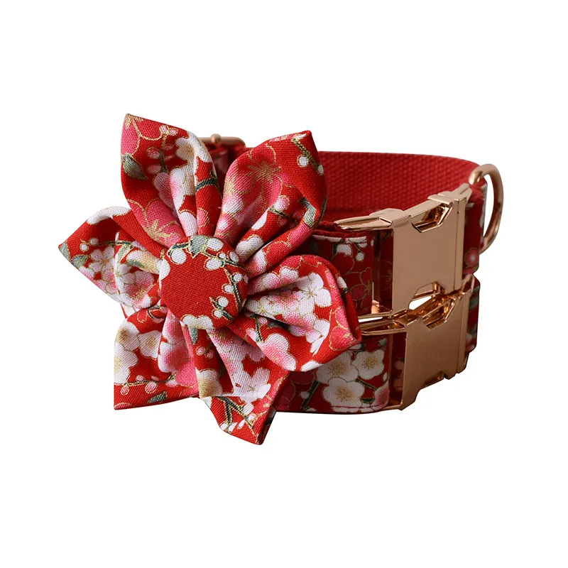 Red And Flower Style Female Dog Dog Pen And Dog Leash Set - Flowers And Dog Pen
