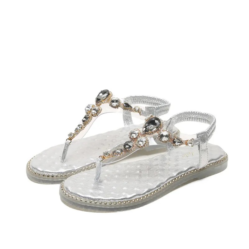 Bohemian Flat Casual Outer Wear Sandals - Silver
