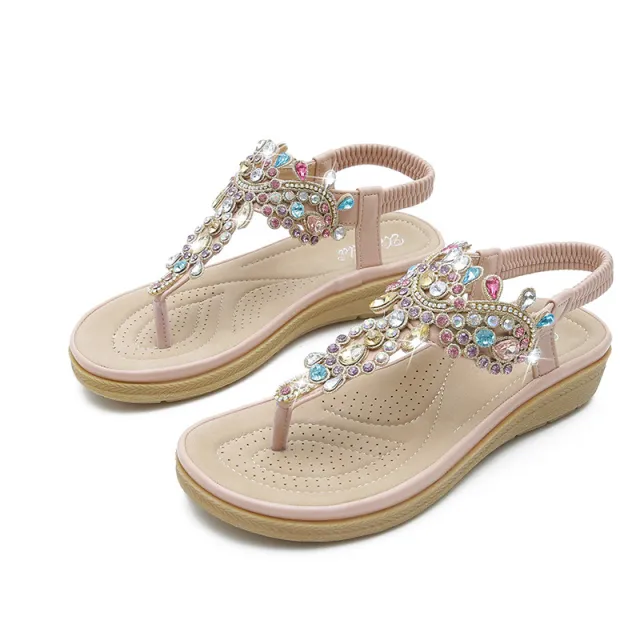 Bohemian Flat Casual Outer Wear Sandals Apricot - Shop at LoveMi