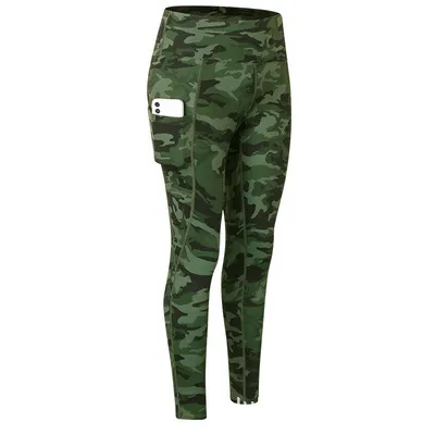 High waist Hip lifting Sports Fitness Pants Camouflage Yoga Pants Deep Army Green Camouflage - Shop at LoveMi