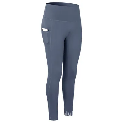 High waist Hip lifting Sports Fitness Pants Camouflage Yoga Pants Medium Gray Blue - Shop at LoveMi