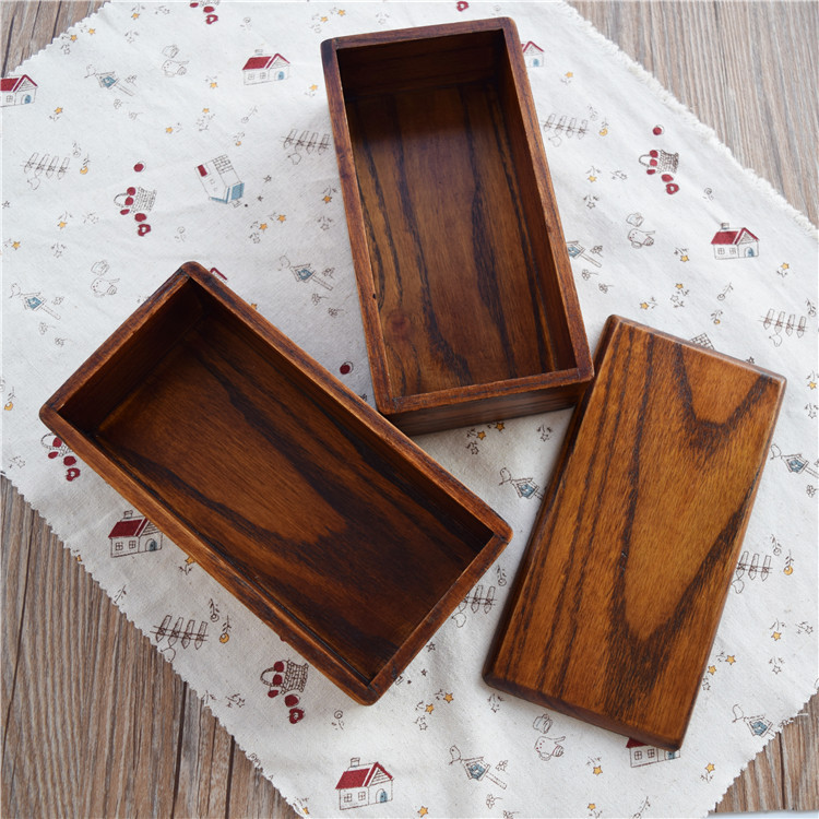 Wooden Lunch Box, Square Two-layer Bento Box, Solid Wood Sushi Box
