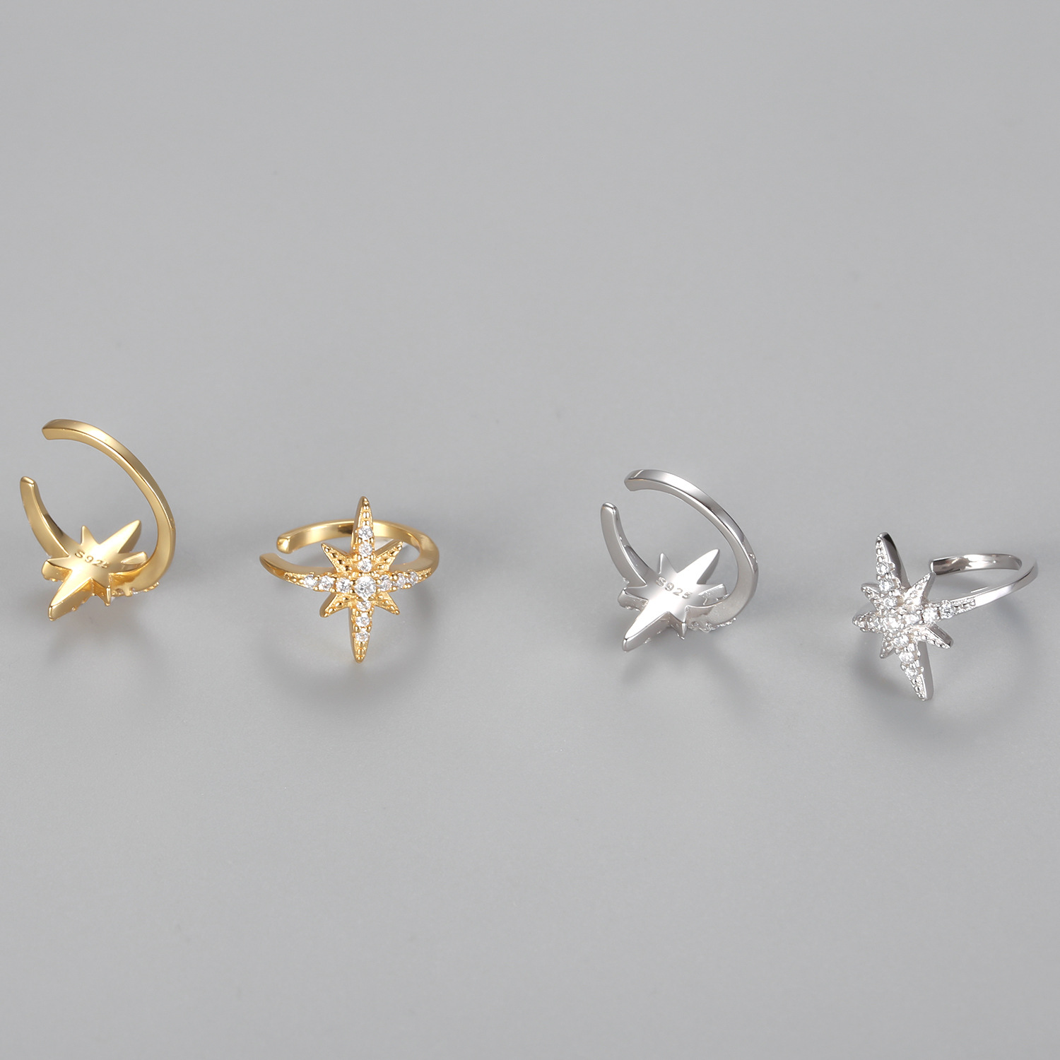 Light Luxury Style Diamond-Studded Star Earrings Female S925 Sterling Silver Shiny Zircon Six-Pointed Star