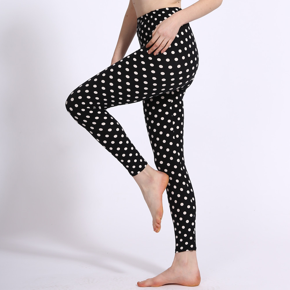 Korean Black And White Polka Dot Milk Silk Print Leggings