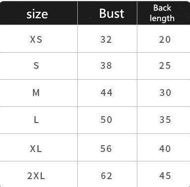 FruitPaws Size Chart