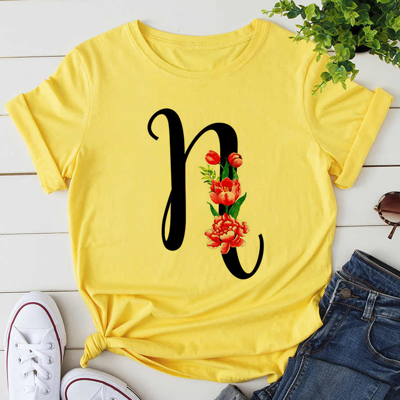 Custom Name Letter Combination Womens High Quality Print T-shirt