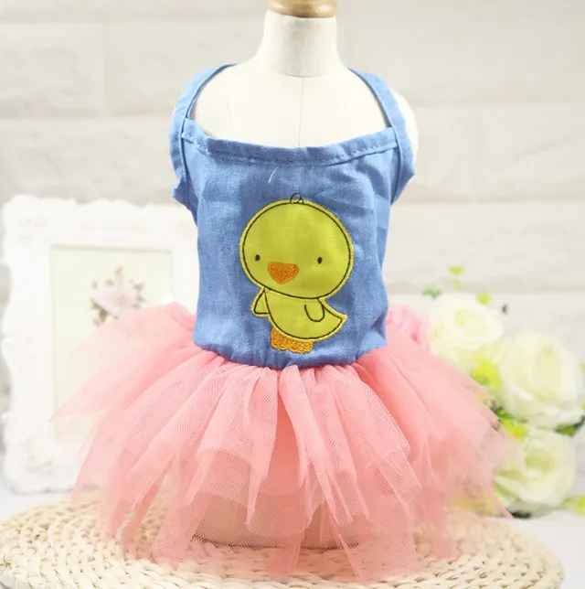 Spring And Summer New Dog Clothing Cat Clothing Pet Supplies Striped Suspender Mesh Skirt Dress Small Dog Sling Chicken Powder Sand - Shop at LoveMi
