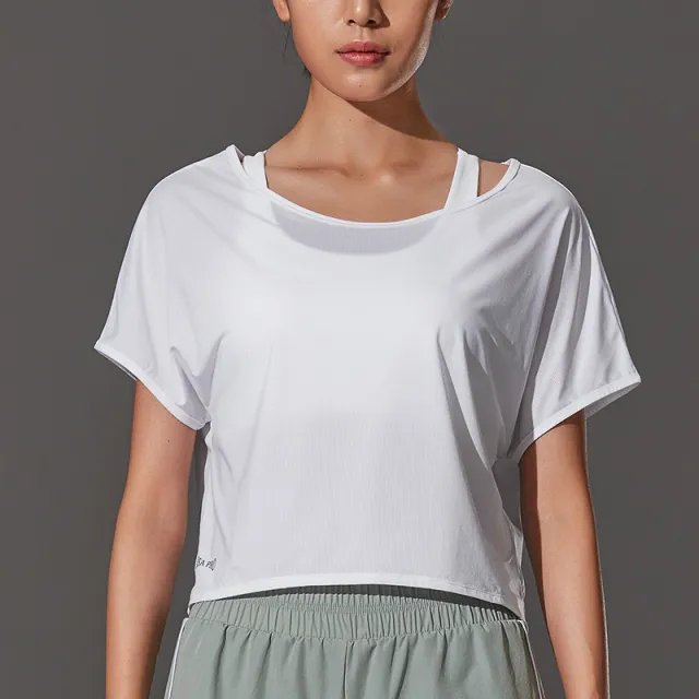 Women's Short sleeved Sports Fitness Clothing Breathable White - Shop at LoveMi