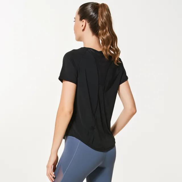 Workout Clothes Thin Plus Size Yoga Summer Top With Short Sleeves Black - Shop at LoveMi