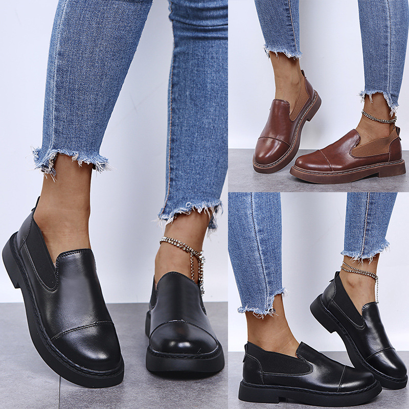 British Style Elastic Small Leather Shoes