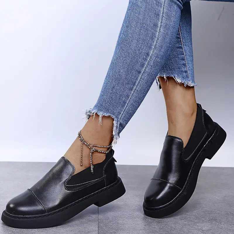 British Style Elastic Small Leather Shoes