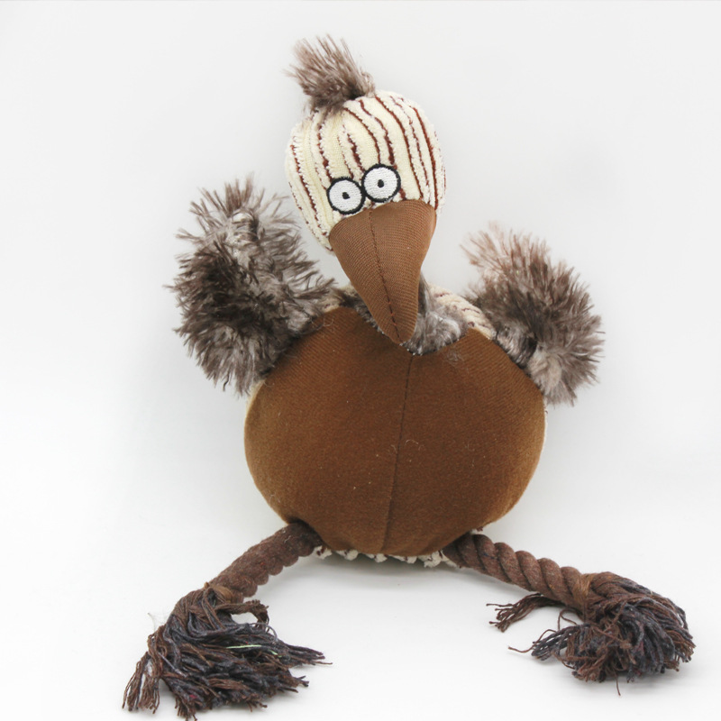 Three-Color Corduroy With Cotton Rope Bird Plush Pet Toy