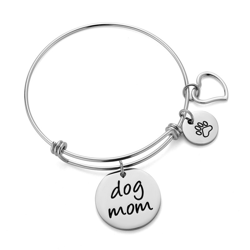 Dog Mom Titanium Steel Live Mouth Push-pull Bracelet