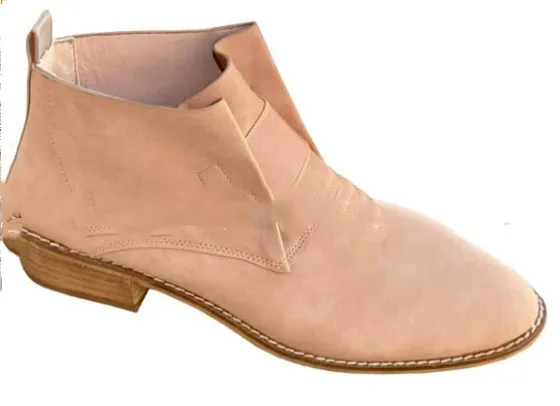 Women's Thick Heel Pointed Elastic Nude Boots Nude - Shop at LoveMi