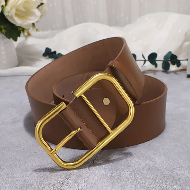 Cowhide Wide Belt Girdle Decoration Skirt Windbreaker Belt Caramel - Shop at LoveMi