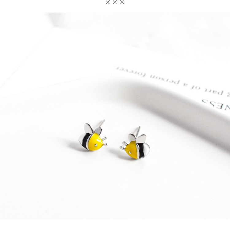 Japan And South Korea Cute Little Bee S925 Sterling Silver Earrings
