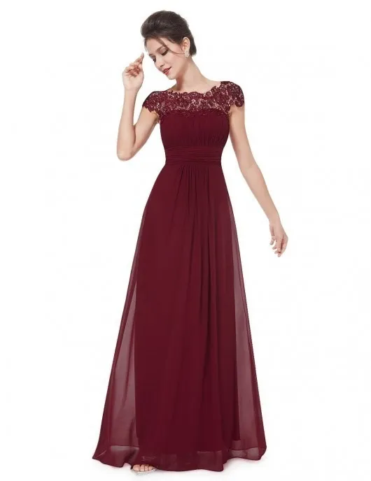 Women Elegant Dress Ladies Lace Flower Backless Solid Color Evening Party Long Maxi Dress Red Wine - Shop at LoveMi