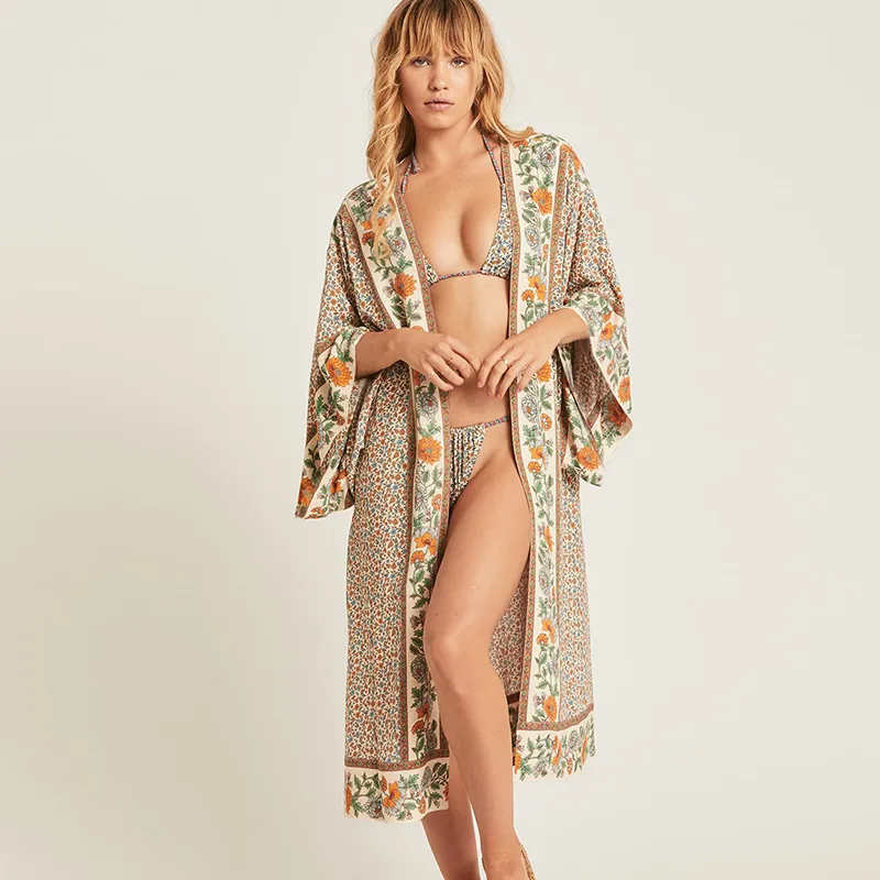 Cotton Beach Cover Up Print Bathing Suit Up Swimwear