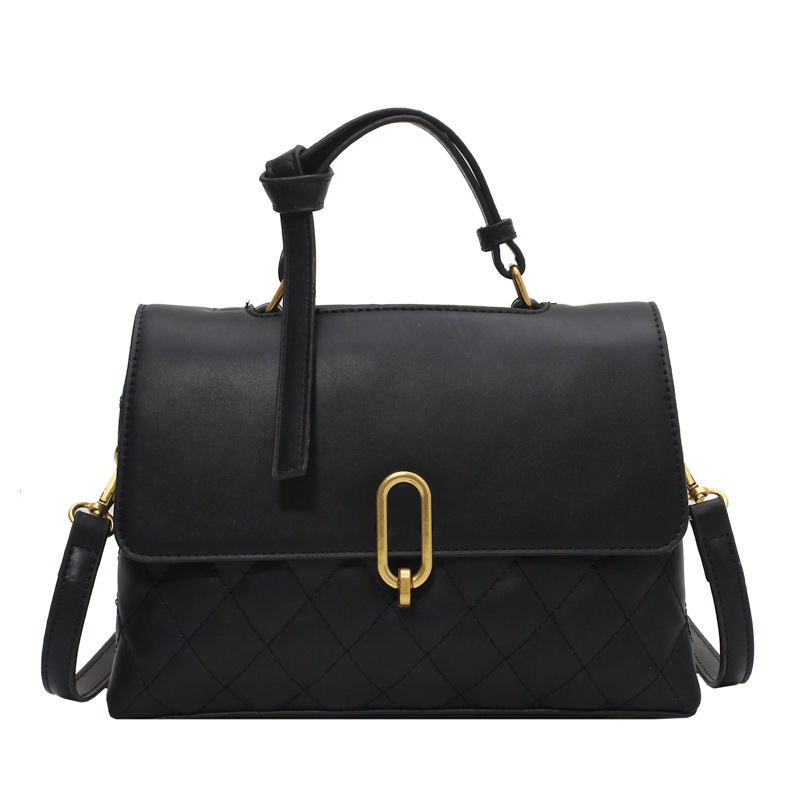 Trendy Korean Style Messenger Bag Large capacity Fashion Rhombus Handbag Black - Shop at LoveMi