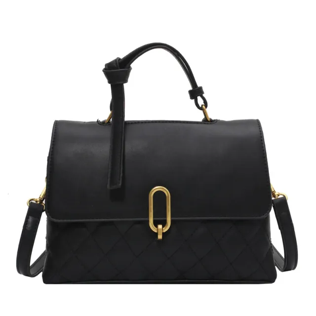 Trendy Korean Style Messenger Bag Large capacity Fashion Rhombus Handbag Black - Shop at LoveMi