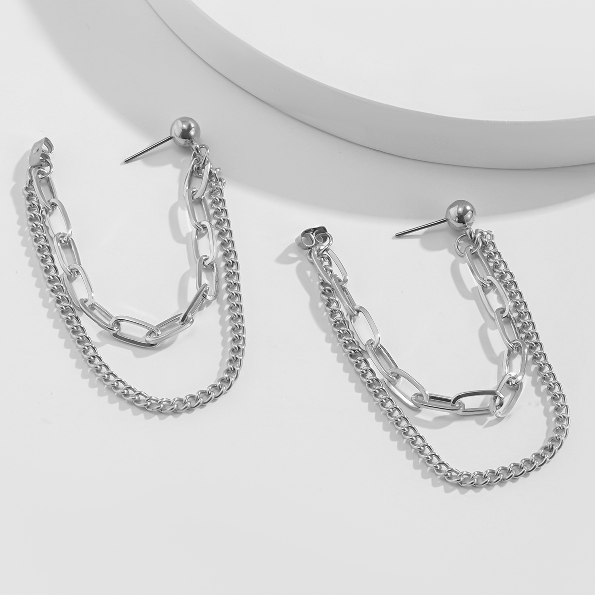 Hip Hop Punk Metal Chain Hipster Earrings