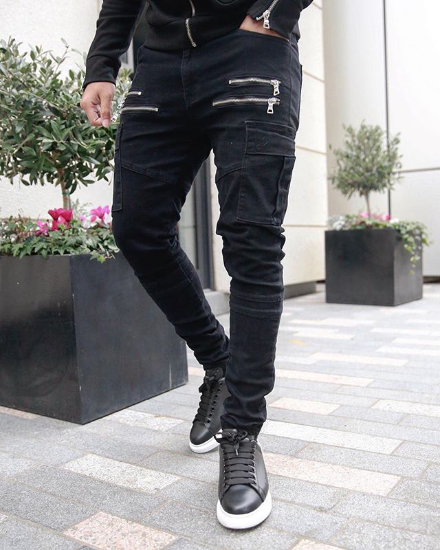 Slim-fit Solid Color Sports Casual Pants
