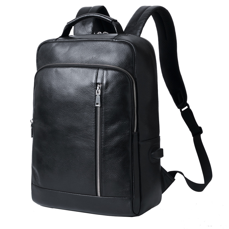 New Men's Backpack Business Leather Backpack Large Capacity