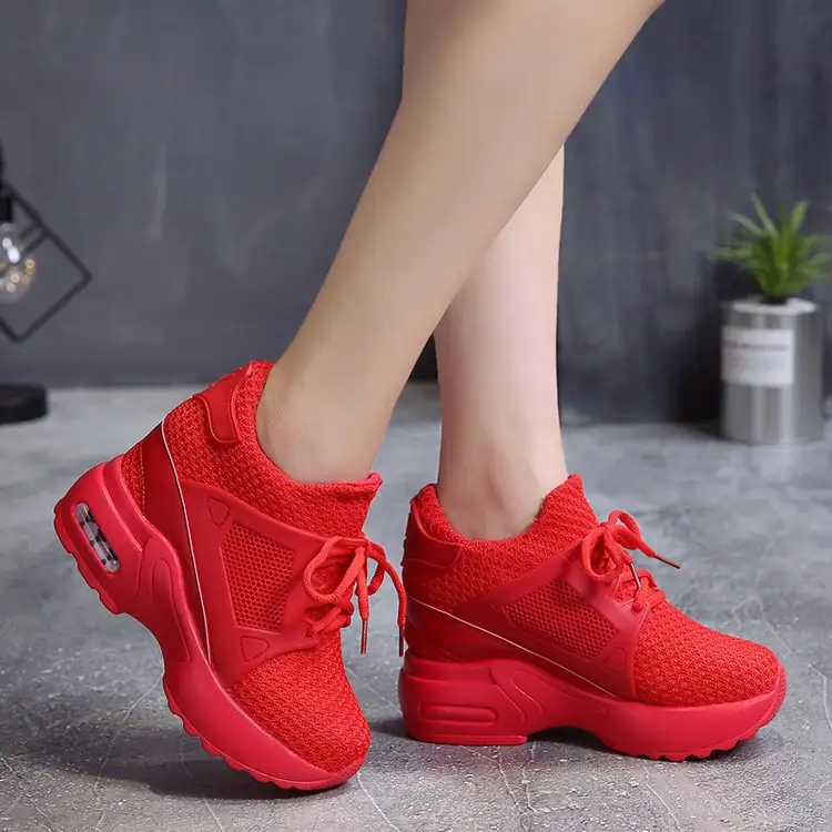 Shallow Heel Mesh Lace-up Shoes